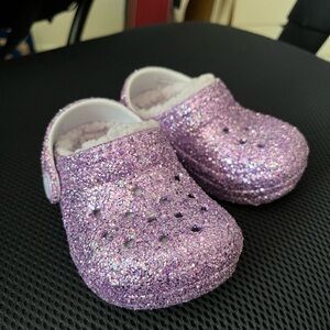 CROCS Glittery Purple Kids Slippers